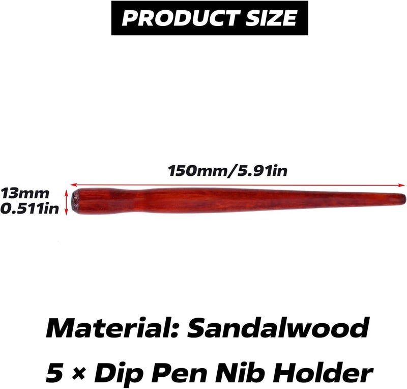 Kodrily 5Pcs Dip Pen Holder, Wood Comic Nib Holder, 5.91in Wooden Pen Nib Holder Wood Cartoon Comic Pen Nib Holder Comfortable Grip for Calligraphy Writing Signing, Cartooning Sketching - Image 2